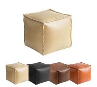 QSZTJJ Banc de Rangement Pliable, Coffre, Tabouret, Repose-Pieds, Bout de Lit, Revêtement en PVC, pour Le Salon, la Chambre à Coucher (Beige,2PC)