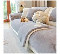 QSZTJJ Housse de canapé en Peluche - Nouvelles Housses de Coussin de canapé, 1/2/3/4 Places Housse de canapé en Forme de L, Housse de Canapé Universelle Antidérapante (Gris,110×240cm)