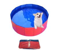 QSZTJJ Piscine pour Chien Pliable, Rigide Bassin, Baignoire Pliable pour Petit et Grande pour Chien/Chat Extérieur Intérieur Antidérapant PVC Chien Piscine Baignoire Bassin (Circle A,⌀80 * 20cm)
