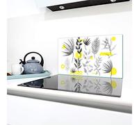 QTA | Couvercle de cuisinière en céramique 90 x 52 cm - Couvercle en verre anti-éclaboussures - Plaque en verre pour cuisinière - Fleurs