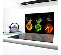 QTA | Couverture en céramique 1 pièce 80 x 52 cm plaque de cuisson en verre électro-induction Protection anti-éclaboussures Plaque à découper Poivrons