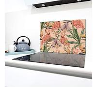 QTA | Couverture en céramique 1 pièce 80 x 52 cm plaque de cuisson en verre électro-induction Protection anti-éclaboussures Plaque de découpe en verre Naturel