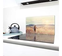 QTA | Couverture en céramique 1 pièce 90 x 52 cm plaque de cuisson en verre électro-induction Protection anti-éclaboussures Plaque de découpe en verre