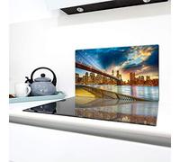 QTA | Couverture en céramique 1 pièce 90 x 52 cm plaque de cuisson en verre électro-induction Protection anti-éclaboussures Plaque de découpe en verre