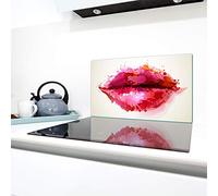 QTA | Couverture en céramique 1 pièce 90 x 52 cm plaque de cuisson en verre électro-induction Protection anti-éclaboussures Plaque de découpe en verre Blanc