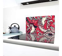 QTA | Couverture en céramique 1 pièce 90 x 52 cm plaque de cuisson en verre électro-induction Protection anti-éclaboussures Plaque en verre