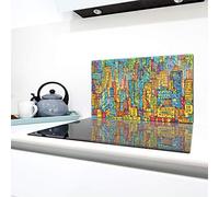 QTA | Couverture en céramique 1 pièce 90 x 52 cm plaque de cuisson en verre électro-induction Protection anti-éclaboussures Plaque de découpe en mosaïque