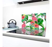 QTA | Couverture en céramique 1 pièce 90 x 52 cm plaque de cuisson en verre électro-induction Protection anti-éclaboussures Plaque à découper Fleurs