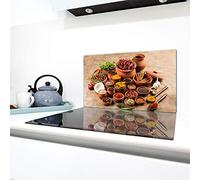 QTA | Couverture en céramique 1 pièce 90 x 52 cm plaque de cuisson en verre électro-induction Protection anti-éclaboussures Plaque à découper Planche à découper Épices
