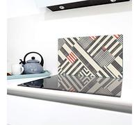 QTA | Couverture en céramique 1 pièce 90 x 52 cm plaque de cuisson en verre électro-induction Protection anti-éclaboussures Plaque de découpe en mosaïque