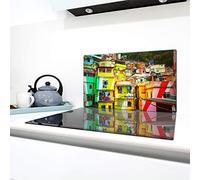 QTA | Couverture en céramique 1 pièce 90 x 52 cm plaques de cuisson en verre électro-induction Protection anti-éclaboussures Plaque de découpe en verre
