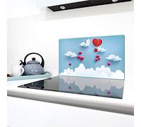 QTA | Couverture en céramique 1 pièce 90 x 52 cm plaques de cuisson en verre électro-induction Protection anti-éclaboussures Plaque de découpe Love