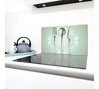 QTA | Couverture en céramique 1 pièce 90 x 52 cm plaques de cuisson en verre électro-induction Protection anti-éclaboussures Plaque de verre