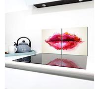 QTA | Lot de 2 cache-plaques de cuisson en céramique de 40 x 52 cm - 2 pièces - Protection anti-éclaboussures en verre - Plaque de protection en verre - Plaque de cuisson - Plaque de cuisson Love