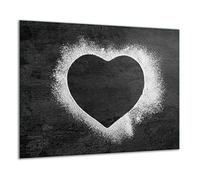 QTA Plaque de protection pour cuisinière électrique 60 x 52 cm - En verre - Protection anti-éclaboussures - Planche à découper en forme de cœur et d'épices