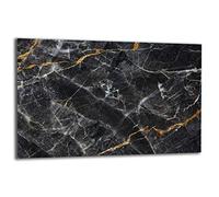 QTA Plaque de protection pour cuisinière électrique en verre 80 x 52 cm Protection anti-éclaboussures Planche à découper Noir marbre