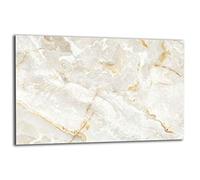 QTA Plaque de protection pour cuisinière électrique en verre 80 x 52 cm Protection anti-éclaboussures Planche à découper Blanc marbre
