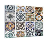 QTA Plaque de protection pour plaque de cuisson 60 x 52 cm - 1 pièce - Universel - Pour plaques de cuisson - Protection anti-éclaboussures - Planche à découper - Mosaïque
