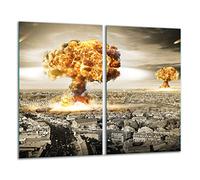 QTA | Plaque de protection universelle pour plaque de cuisson 2 x 30 x 52 cm 2 pieces Pour plaques de cuisson Protection contre les éclaboussures Planche a découper en verre trempé Décoration Ville