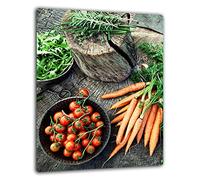 QTA | Plaque de protection universelle pour plaque de cuisson 40 x 52 cm 1 piece Pour plaques de cuisson Protection contre les éclaboussures Planche a découper en verre trempé Décoration légumes