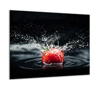 QTA | Plaque de protection universelle pour plaque de cuisson 60 x 52 cm Pour plaques de cuisson Protection contre les éclaboussures Planche a découper en verre trempé Décoration Noir Tomate