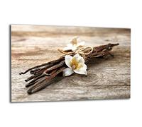 QTA | Plaque de recouvrement de cuisinière 80 x 52 cm 1 pièce en verre pour cuisinières électriques à induction Protection anti-éclaboussures Planche à découper Fleur Bois