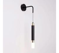 QTANZIQI Applique Murale en métal Ultra Fine, Applique Murale à Tube Long Noir avec Abat-Jour en Silicone Blanc, Applique Murale LED 5 W, 3 Modes tricolores pour Chambre à Coucher, Appliques murales