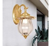 QTANZIQI Applique Murale européenne rétro en Laiton, Abat-Jour en Verre Transparent, Applique Murale d'extérieur en Or pour Porche, Couloir, Balcon, Foyer
