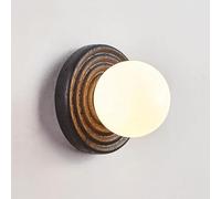 QTANZIQI Applique Murale Nordique rétro pour Salon, Globe Blanc en Verre, Lampe Murale en travertin Naturel Noir pour Chambre à Coucher, Salle de Bain, Miroir, Couloir