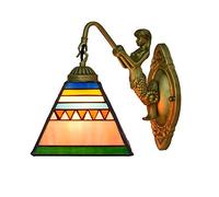 QTANZIQI Appliques Appliques Applique Murale 1 Lumière, Style Lanterne Murale, Applique Murale Industrielle avec Vitrail, Style Vintage Mural pour Commode Bibliothèque Salon-at(K)