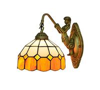 QTANZIQI Appliques murales Applique Murale 1 lumière, Style Lanterne Murale, Applique Murale Industrielle avec vitrail, Style Vintage fixé au Mur pour Commode, bibliothèque, Salon-at(F)