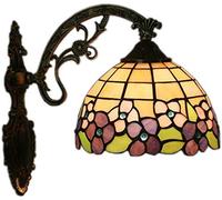 QTANZIQI Appliques murales Applique Murale à Fleurs de Style Pastoral Vintage avec Abat-Jour en vitrail de 8 Pouces pour Salon, Chambre à Coucher, Couloir