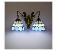 QTANZIQI Appliques murales Applique Murale de Style Applique, Lampe Pointue en Verre, Applique Murale à Double tête, Couloir Rural, Chambre à Coucher, Salon-géométrie (mer Méditerranée)