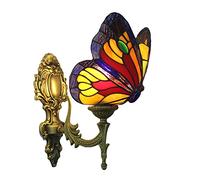 QTANZIQI Appliques murales Applique Murale de Style, Pastorale rétro vitrail fabriqué à la Main Papillon Applique Murale Couloir Chambre café Bar Applique