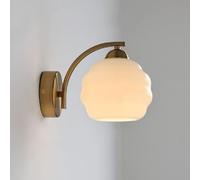 QTANZIQI Appliques murales Applique Murale française LED avec Abat-Jour en Verre Appliques murales industrielles rétro pour Miroir de Salle de Bain Art déco pour Chambre d'hôtel (Or + Blanc)