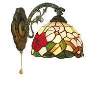 QTANZIQI Appliques murales Appliques murales en résine de Fer méditerranéenne Lampes murales en vitrail LED Luminaires muraux pour Chambre à Coucher Chevet Salle de Bain Salon décor