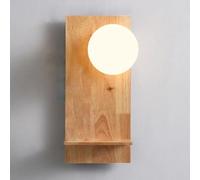 QTANZIQI Appliques murales Appliques rectangulaires Éclairage Mural Applique Murale en Bois Applique Murale en Bois pour vanité de Salle de Bain Douille G9, Abat-Jour en Verre Blanc Laiteux Appliques