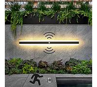 QTANZIQI Appliques murales d'extérieur LED avec détecteur de Mouvement - Barre Lumineuse Noire étanche 3000 K Blanc Chaud en Acrylique métal, Parfaite pour terrasse, Couloir, Chambre à