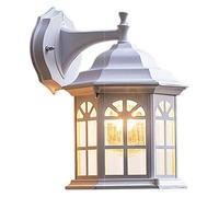 QTANZIQI Appliques murales Lanterne Murale rétro Classique Rustique étanche - Applique Murale Traditionnelle Vintage - Clôture Villa Victoria Applique Murale en Verre Antique - Aluminium (Blanc)