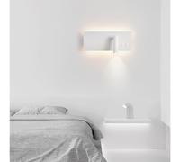 QTANZIQI Appliques murales LED rotatives intérieures avec projecteur réglable en Aluminium Acrylique pour Chambre à Coucher, Salon, Chevet (lumière Blanche Droite Chaude)