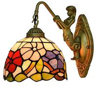 QTANZIQI Appliques murales Pastorale Morning Glory Personnalité américaine Lampe en Verre Bar Restaurant Chambre Chevet Allée Couloir Applique