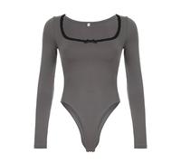 QTANZIQI Basic Lace Bodysuits Teachwear Casual Square Collar Long Sleeve Rompers Women Autumn Spring Clothes Streetwear