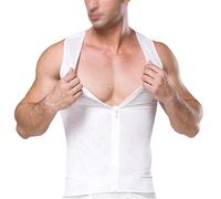 QTANZIQI Body Gainant pour Hommes, Fermeture éclair, Buste Ouvert, contrôle du Ventre, Compression du Corps, Amincissant, entraîneur de Taille, débardeur