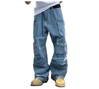 QTANZIQI Cheap Stuff Jeans pour Hommes Taille élastique Denim Jean avec Cordon de Serrage réglable Cargo Jeans Classique Basique Noir Homme Regular Fit Homme Gris Homme Slim Homme