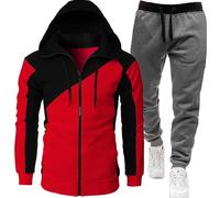 QTANZIQI Cheap Stuff Survêtements pour garçons Sweats à Capuche Survêtements pour Hommes 2 pièces Sweats à Capuche Doux gaufrés Ensembles de survêtement pour Hommes Zip Hommes 1/4 Zip Pull à Capuche
