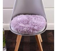QTANZIQI Coussin de siè en Peau de Mouton - Coussin de Chaise Doux avec Laine Naturelle antidérapante - Coussin Rond de Luxe pour Tabouret de Bureau pour Un Confort Ultime (Violet, diamètre 40 cm)