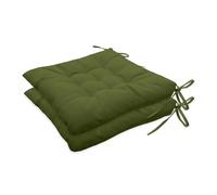 QTANZIQI Coussins de Chaise d'extérieur d'intérieur imperméables avec Attaches pour terrasse, Cuisine, Bureau - Vert Olive 40 x 40 cm, Lot de 2 Confortables élégants