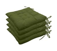 QTANZIQI Coussins de Chaise imperméables d'extérieur d'intérieur, Vert Olive, 40x40 cm, Paquet de 4 avec Attaches, pour terrasse, Cuisine Bureau