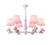 QTANZIQI de Chambre de Cheval en Bois de Dessin animé Rose E27, de Couleur Pastorale américaine créative, Salon d'étude de Chambre à Coucher-Rose. 6 tête