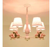 QTANZIQI de Chambre de Cheval en Bois de Dessin animé Rose E27, de Couleur Pastorale américaine créative, Salon d'étude de Chambre à Coucher-Rose. 5 tête